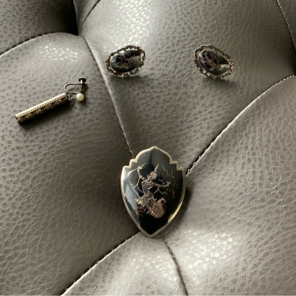 Siam Sterling brooch & earrings - Picture 6 of 8